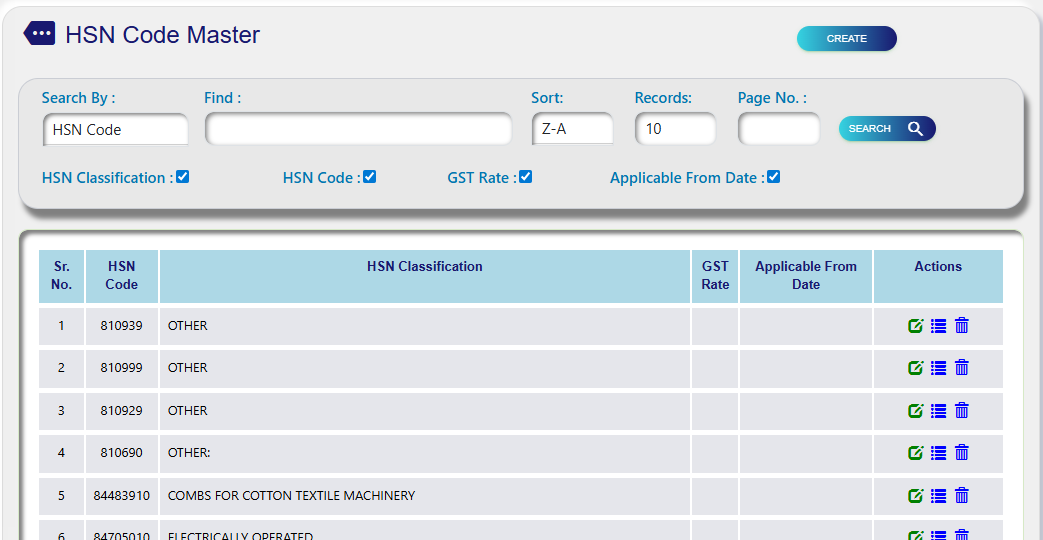 HSN Code Master