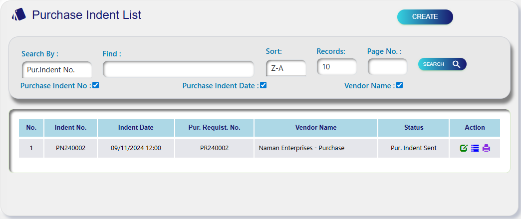 Purchase Indent